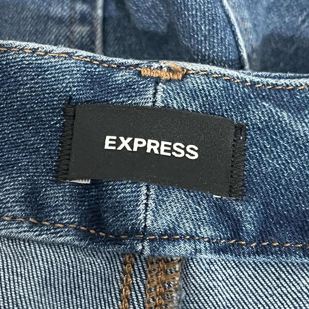 Express Mid Rise Medium Wash FlexX Cropped Skinny Jeans Size Large 12 14 16 - Picture 8 of 9